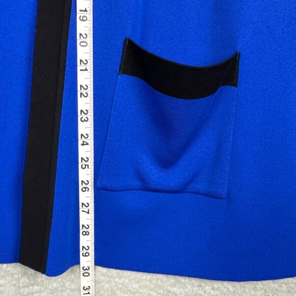 Misook Woman Royal Blue Black Colorblock Cardigan Pls Size Designer Quiet Luxury - Picture 5 of 7